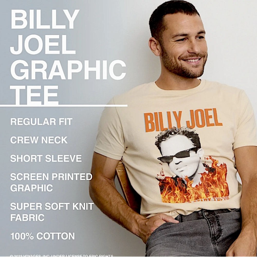 Billy Joel Graphic Tee - Cream